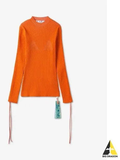 lace-up cut-out sleeve rib knit top orange - OFF WHITE - BALAAN 2