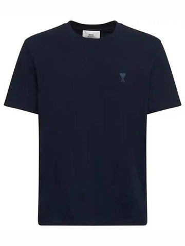 Paris ADC Tonal Logo Embro Navy Short Sleeve TShirt - AMI - BALAAN 1