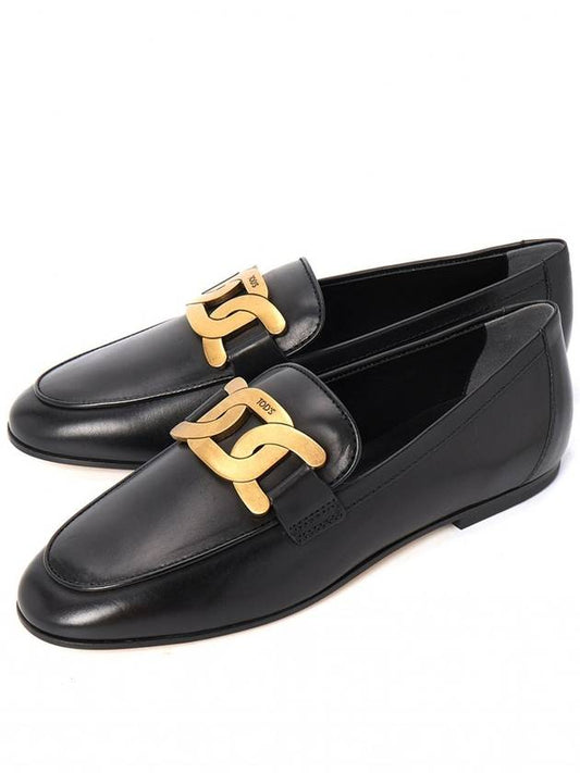 Kate Metal Logo Leather Loafers Black - TOD'S - BALAAN 2