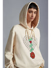 Flower Fleece Jersey Hoodie Beige - MONCLER - BALAAN 6