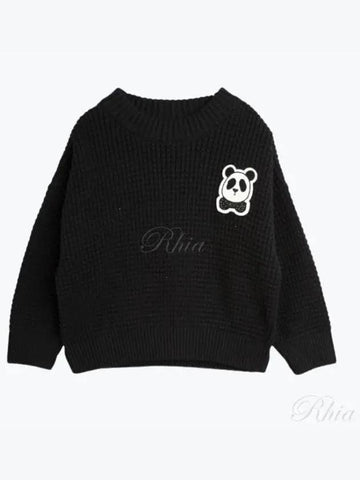 Panda Kids Knitwear Knit Sweater Relaxed Fit 2312010399 BLACK - MINI RODINI - BALAAN 1