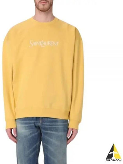 Embroidered Logo Organic Cotton Sweatshirt Yellow - SAINT LAURENT - BALAAN 2