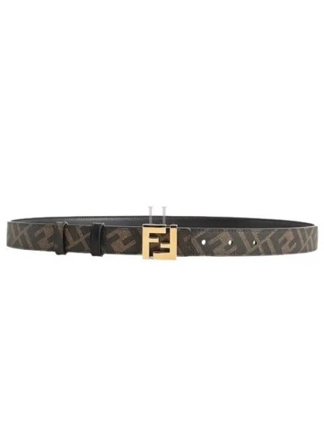 FF Squared Leather Belt Black Brown - FENDI - BALAAN 2