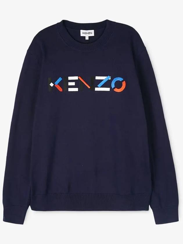 Color Embroidered Logo Sweatshirt Navy - KENZO - BALAAN 3