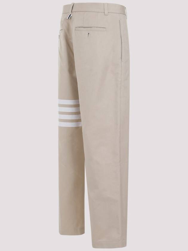 4 Bar Stripe Cotton Straight Pants Beige - THOM BROWNE - BALAAN 4