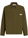 Logo Patch Zip-Up Long Sleeve Shirt Green - MARNI - BALAAN 2