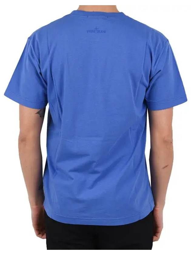 Logo Print Short Sleeve T-Shirt Blue - STONE ISLAND - BALAAN 5