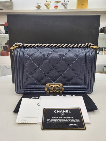 Boy Bag Vintage Navy Small Shoulder A92881 - CHANEL - BALAAN 1