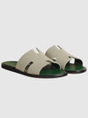 Men's Izmir Sandals Calfskin Fabric Green Twotone - HERMES - BALAAN 6