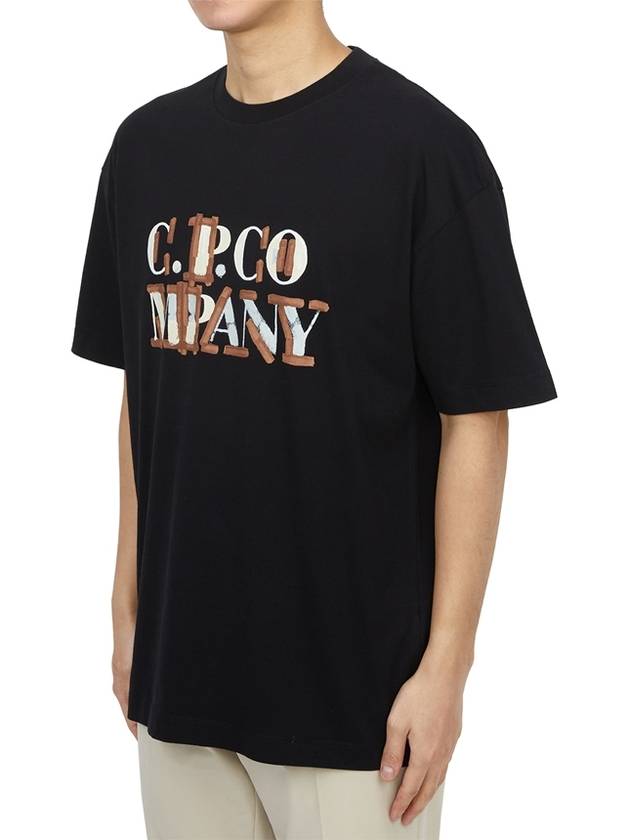 Logo Short Sleeve T-Shirt Black - CP COMPANY - BALAAN 3