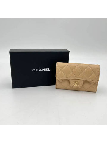 Classic Card Holder Grained Calfskin Silver Metal Beige AP0214 - CHANEL - BALAAN 1