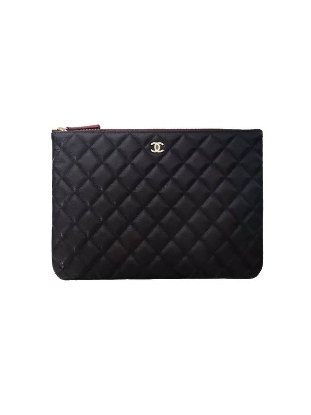 Medium Classic Clutch Bag Caviar Leather & Gold Black - CHANEL - BALAAN 1