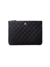 Medium Classic Clutch Bag Caviar Leather & Gold Black - CHANEL - BALAAN 1