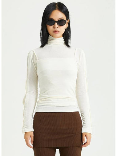 Women's Button Turtleneck Sleeveless Set White - RAWMANTICS - BALAAN 1