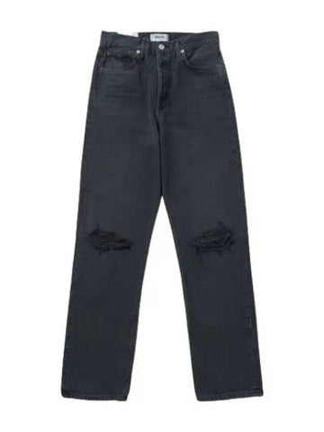 A Goldie pinch waist straight denim pants black jeans - AGOLDE - BALAAN 1