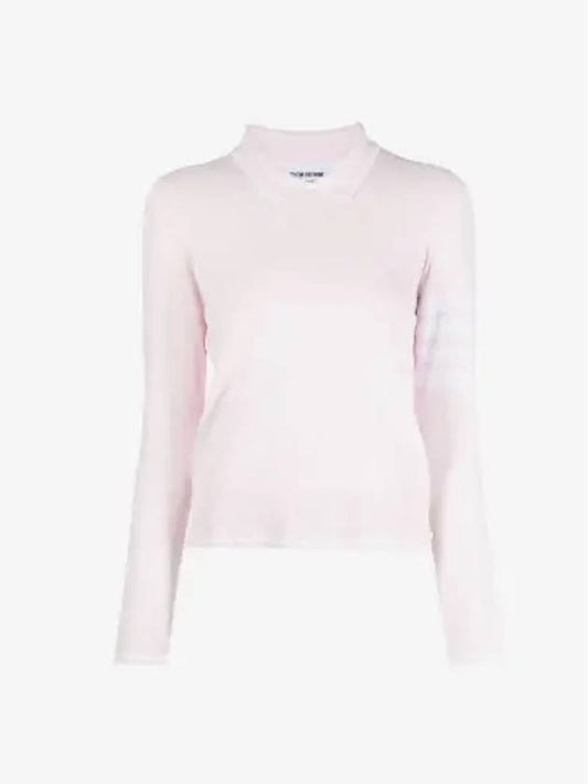 Women's Tipping Jersey Viscose Polo Shirt Pink - THOM BROWNE - BALAAN 2