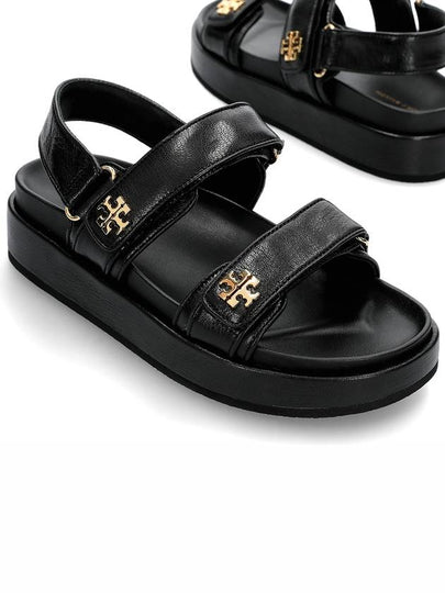 Kira Sports Logo Leather Sandals Black - TORY BURCH - BALAAN 2