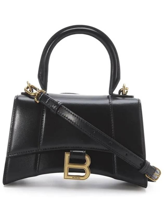 Hourglass XS Glossy Calfskin Tote Bag Black - BALENCIAGA - BALAAN 2