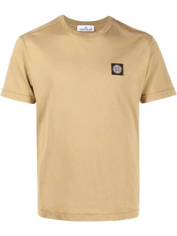 Logo Patch Cotton Short Sleeve T-Shirt Dark Beige - STONE ISLAND - BALAAN 1