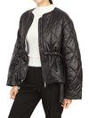 Shiny Quilted Zip-Up Jacket Black - GANNI - BALAAN 9