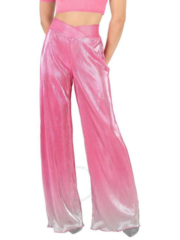 Rotate Ladies Silvery Pink Glo Gradient Plisse Straight Pants, Brand Size 34 (US Size 0) - ROTATE - BALAAN 1