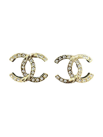 CC Logo Crystal Stud Earrings Gold - CHANEL - BALAAN 1