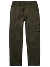 336F6 Ghost Stretch Cotton Wool Satin Cargo Straight Pants Green - STONE ISLAND - BALAAN 2