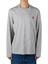 Chain Stitch Heart Logo Long Sleeve T-Shirt Grey - AMI - BALAAN 2