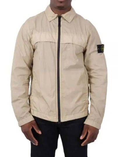 Garment Dyed Overshirt Zip Up Jacket Beige - STONE ISLAND - BALAAN 2