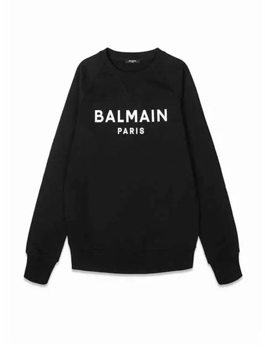 Paris Logo Crew Neck Sweatshirt Black - BALMAIN - BALAAN.