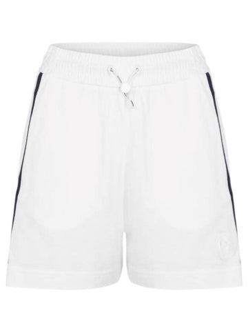 Logo Patch Stripe Detail Shorts White - MONCLER - BALAAN 1