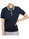 Women's Golf Aria Collar Monogram Knit Short Sleeve PK Shirt Navy - J.LINDEBERG - BALAAN 6