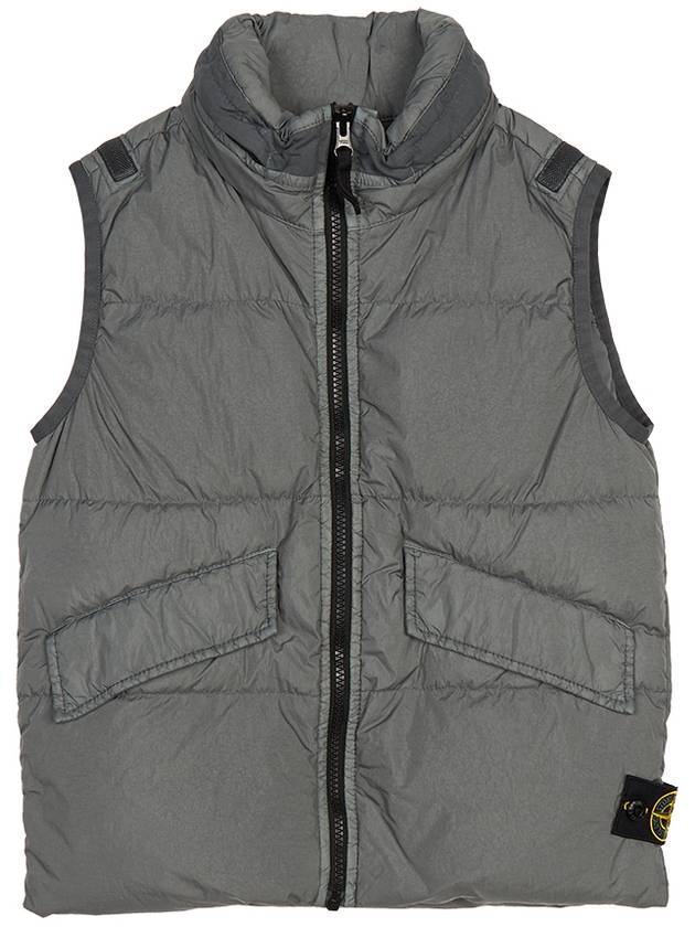 Kids Crinkle Reps Recycled Nylon Down Vest Pewter Grey - STONE ISLAND - BALAAN 2