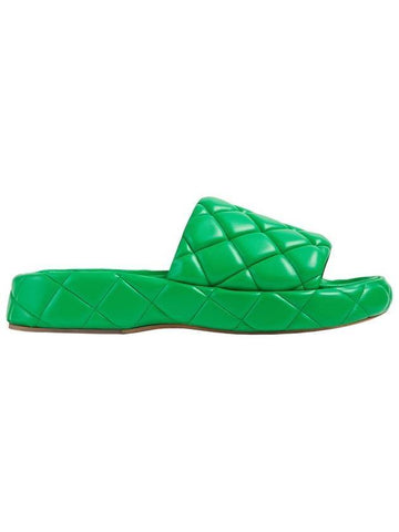 Quilted Leather Slippers Green - BOTTEGA VENETA - BALAAN 1