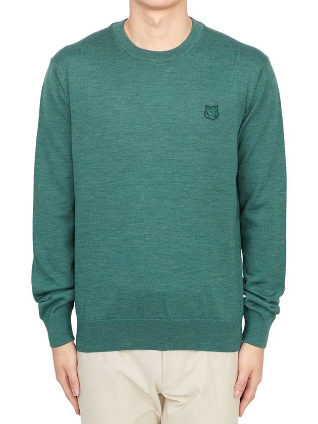 Bold Fox Head Wool Knit Top Green - MAISON KITSUNE - BALAAN 1