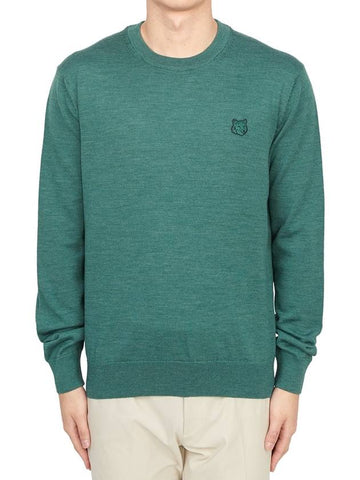 Bold Fox Head Wool Knit Top Green - MAISON KITSUNE - BALAAN 1