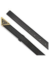 Triangle Logo Buckle Leather Belt Black - PRADA - BALAAN 3