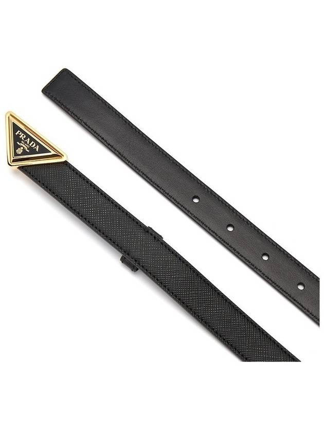 Triangle Logo Buckle Leather Belt Black - PRADA - BALAAN 3