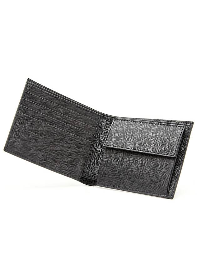 Logo East West Half Wallet Black - SAINT LAURENT - BALAAN 4