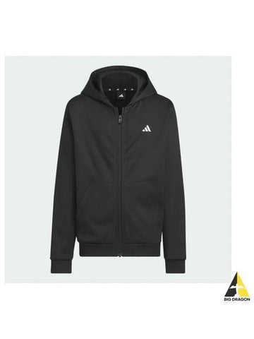 adidas KIDS Training Essentials AeroReady Logo Warm Loose Fit Full Zip Hoodie IK4644 - ADIDAS - BALAAN 1