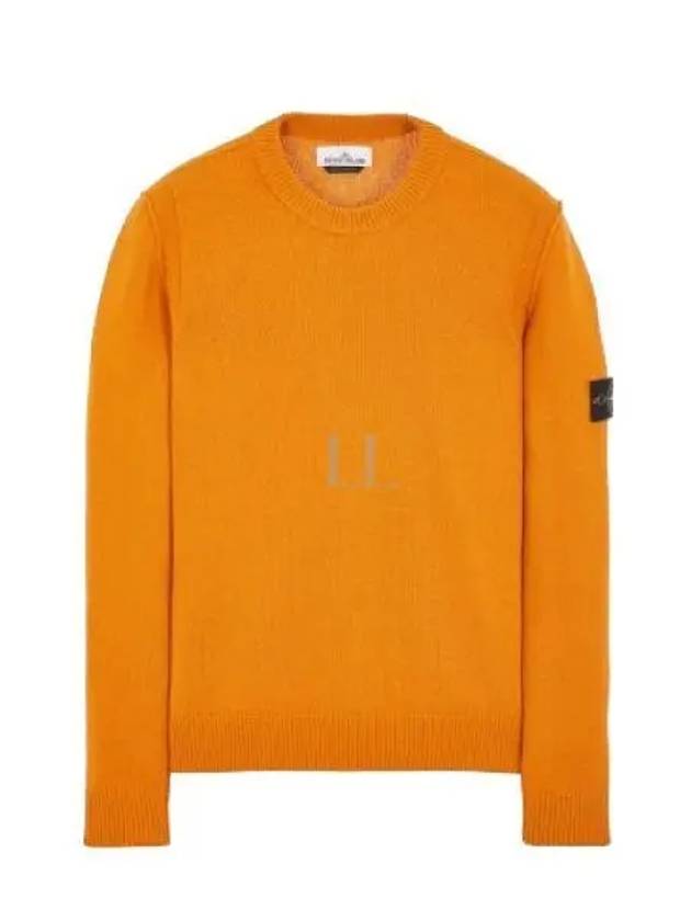 Logo Patch Crew Neck Wool Knit Top Orange - STONE ISLAND - BALAAN 2