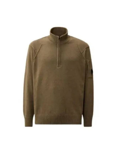 Lambswool GRS Half Zip-Up Knit Top Walnut - CP COMPANY - BALAAN 2