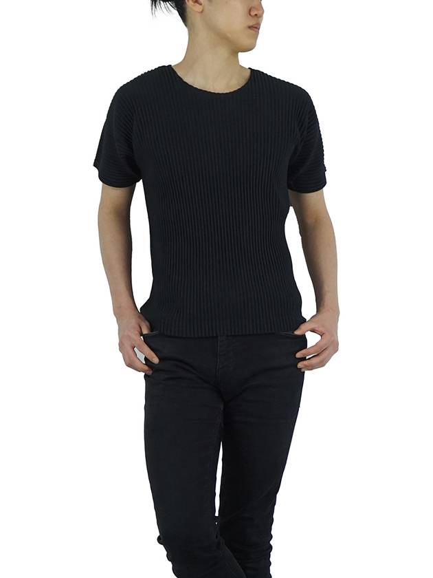 Pleated Short Sleeve T-Shirt Black - ISSEY MIYAKE - BALAAN 3