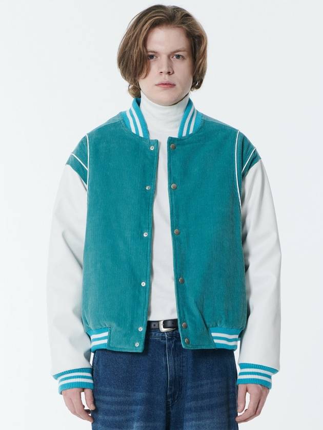 corduroy leather line varsity jacket mint - BYL - BALAAN 1