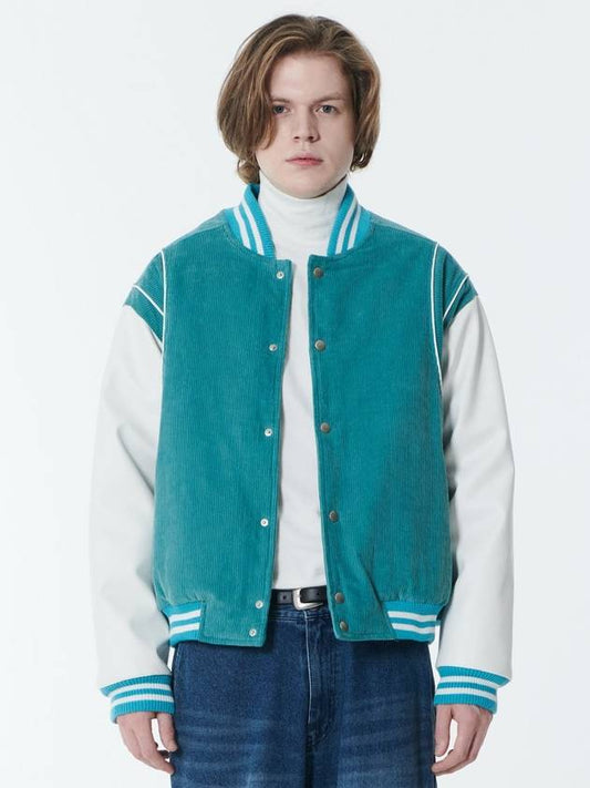 corduroy leather line varsity jacket mint - BYL - BALAAN 2