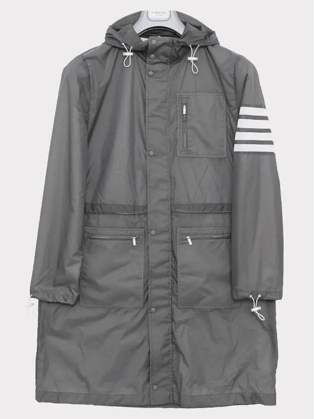 Sheer Ripstop 4 Bar Parka Silver - THOM BROWNE - BALAAN 2