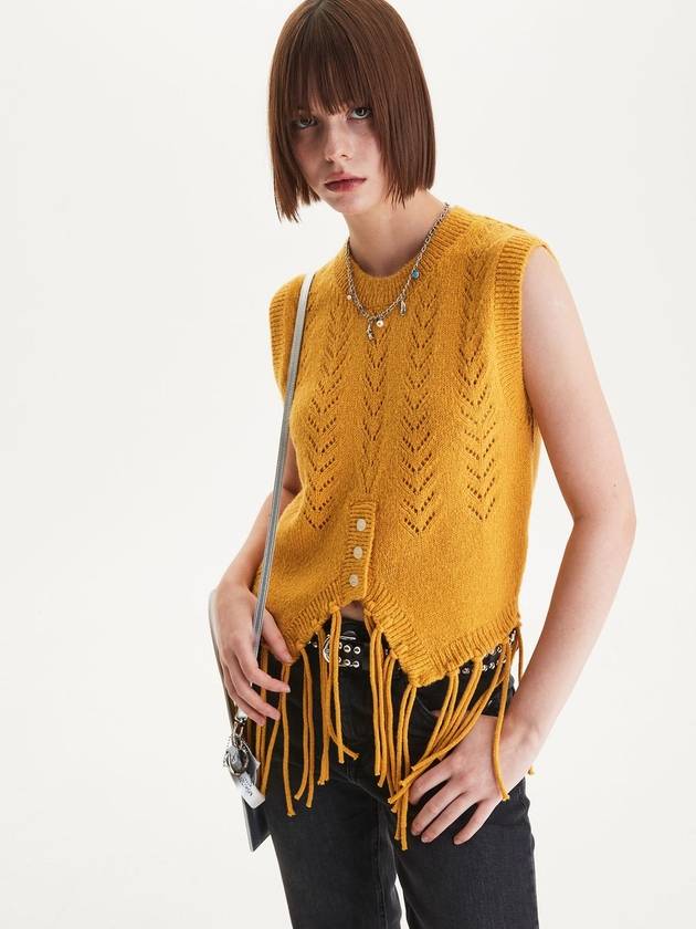 Western knit vest mustard - MSKN2ND - BALAAN 1