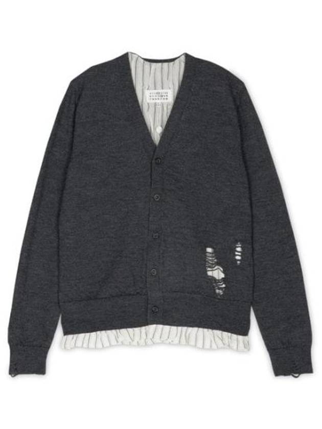 Men's Distressed Cardigan Dark Grey - MAISON MARGIELA - BALAAN 2