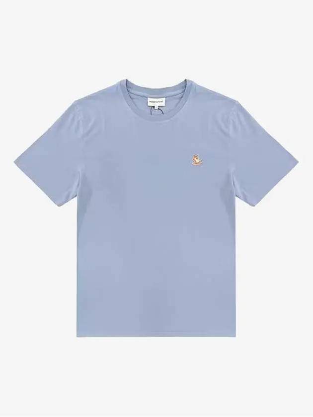 Chillax Fox Patch Regular Short Sleeve T-Shirt Blue - MAISON KITSUNE - BALAAN 2