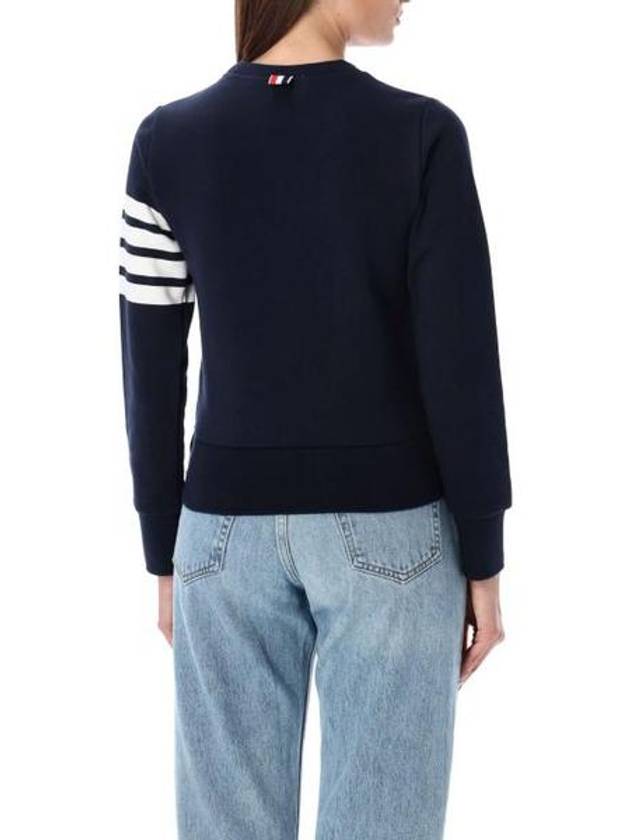 Engineered 4 Bar Stripe Loopback Jersey Knit Crewneck Sweatshirt Navy - THOM BROWNE - BALAAN 3